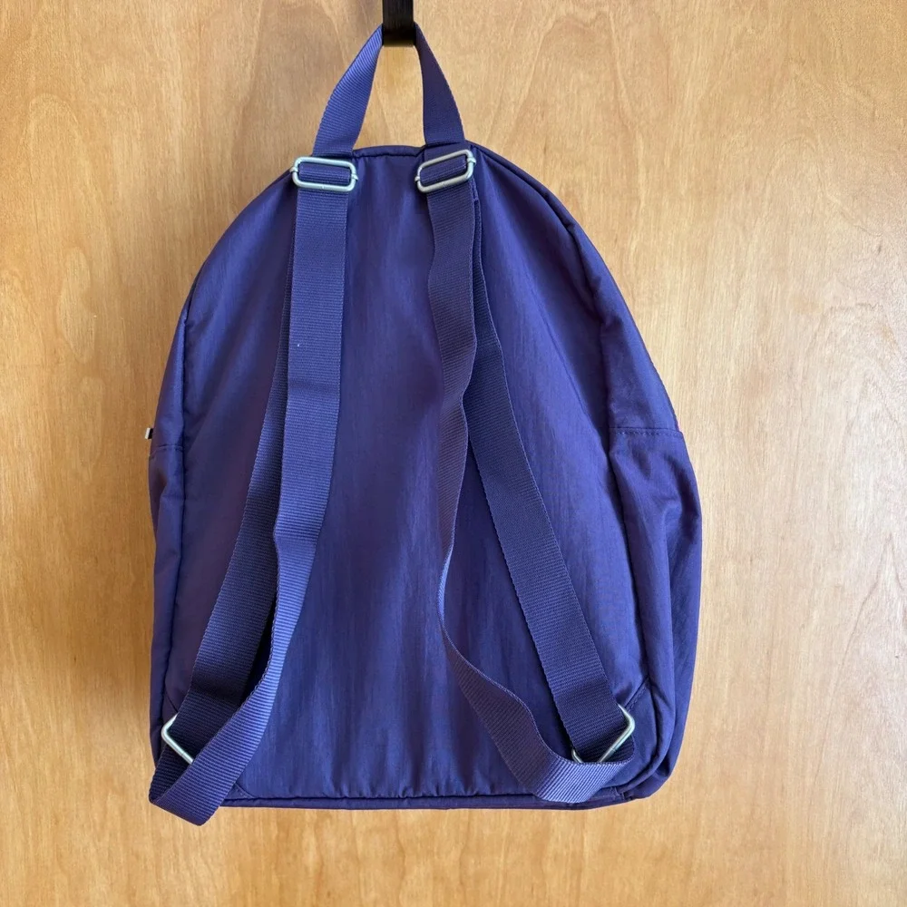 Baggallini Purple Nylon Backpack Teal Pink Zipper Accents Lightweight Travel Bag